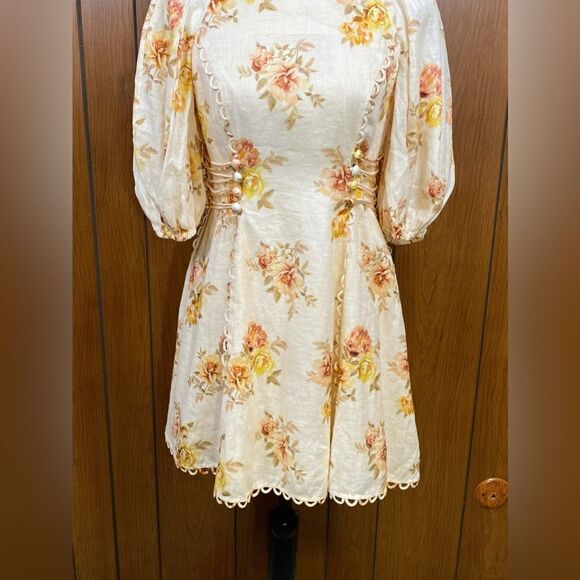 Zimmermann Rosa Linen Floral Minidress size 1/us size 6 - Picture 7 of 13